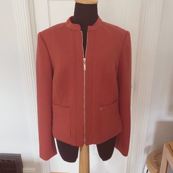 Tommy Hilfiger Jackets & Blazers - Tommy Hilfiger Orange rust/pumpkin/jacket blazer w/zipper size 8 (fits l…
